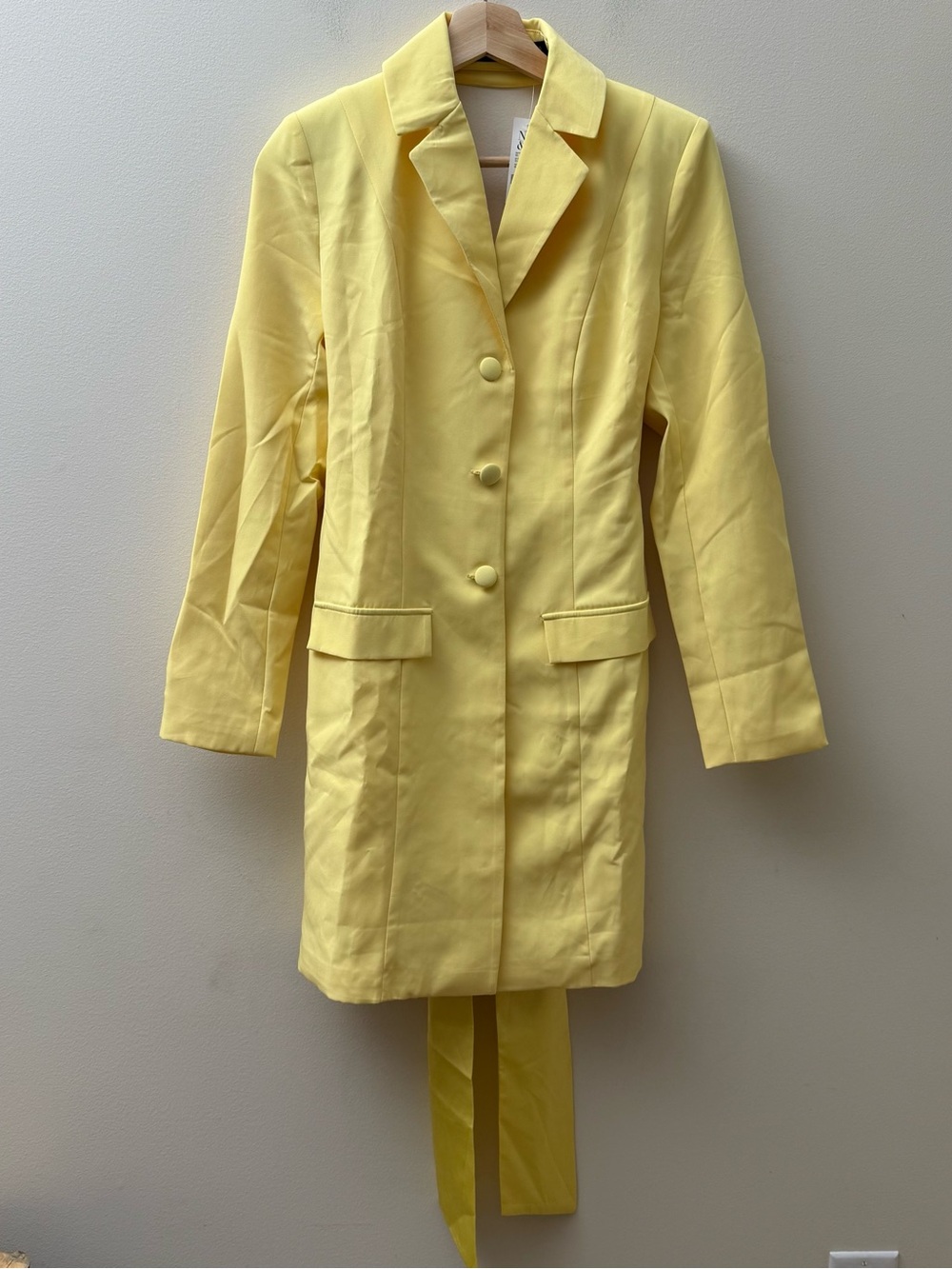 New York & Company Yellow Tailored Single-Breasted Trench Coat